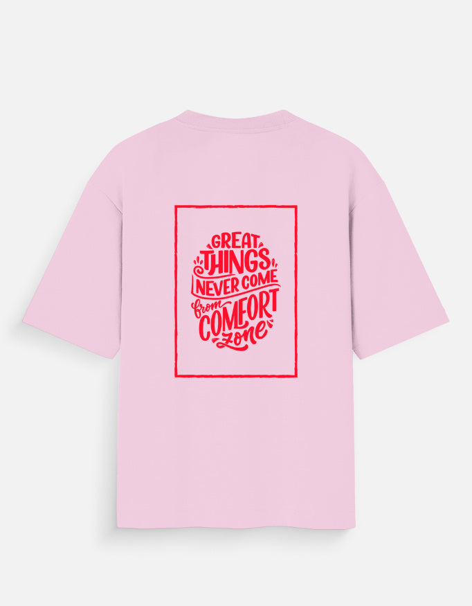 Pink t-shirt with red motivational quote on a white background
