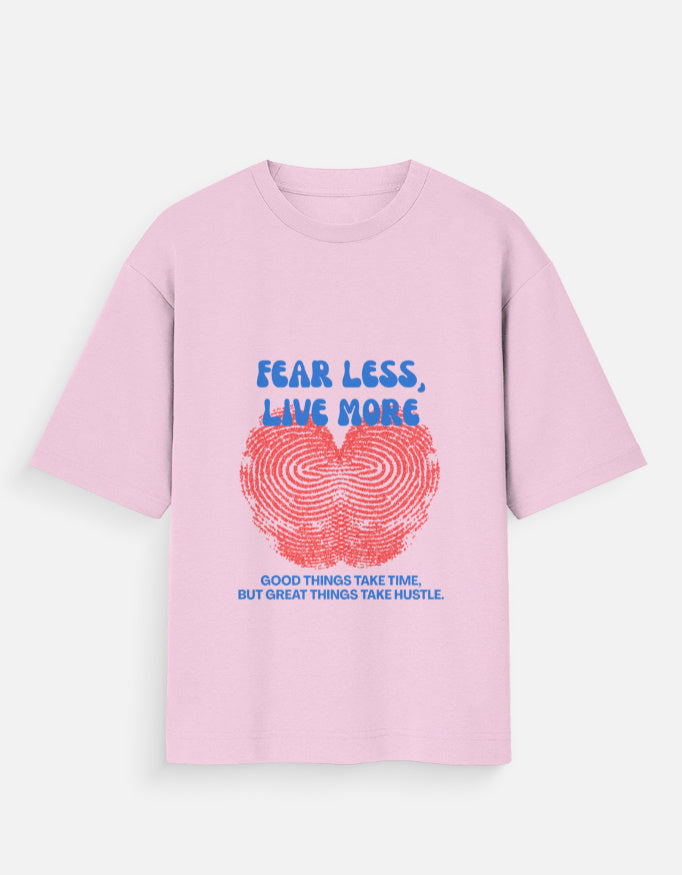 pink  t-shirt with red heart and motivational text on a pink background